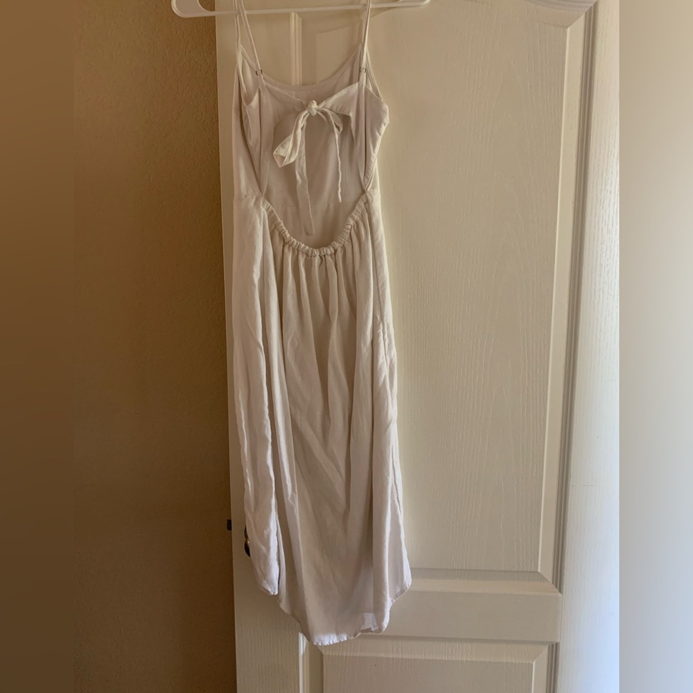 White linen midi dress